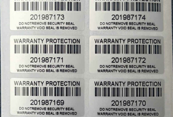 Гарантийные наклейки со сквозной нумерацией